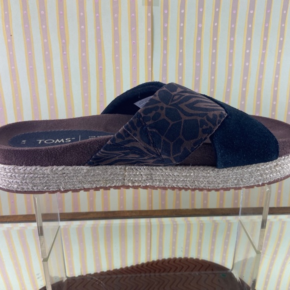 Toms Black and Brown Patterned Wedges - Picture 3 of 14